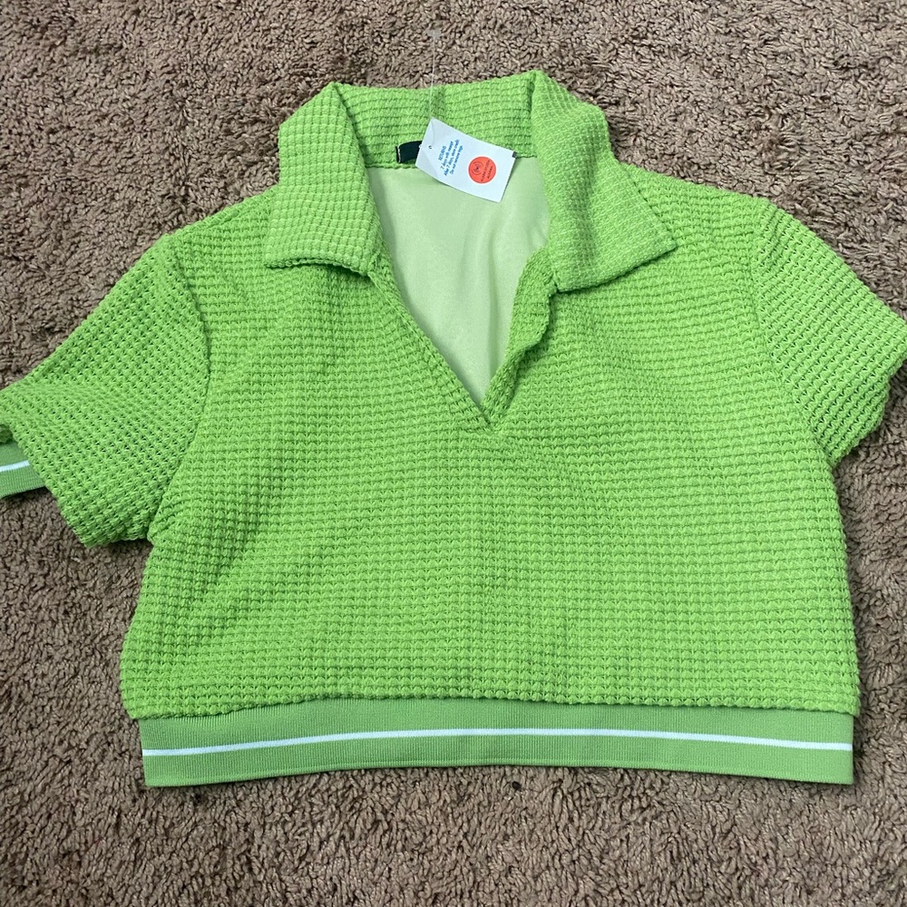 Zara Lime Green Waffle Knit Crop Top